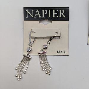 Napier Fringe Silvertone Earrings